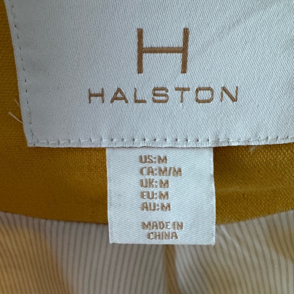 Halston Heritage Women's mustard open blazer boho classic jeans dress - Picture 2 of 4